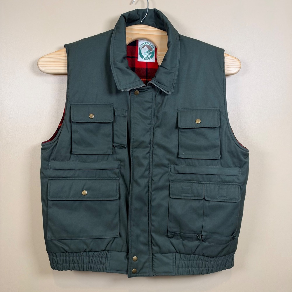 VTG Appalachian Trail Utility Vest Mens Large Green Multi-Pocket Gorpcore